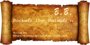 Bockmüller Balabán névjegykártya